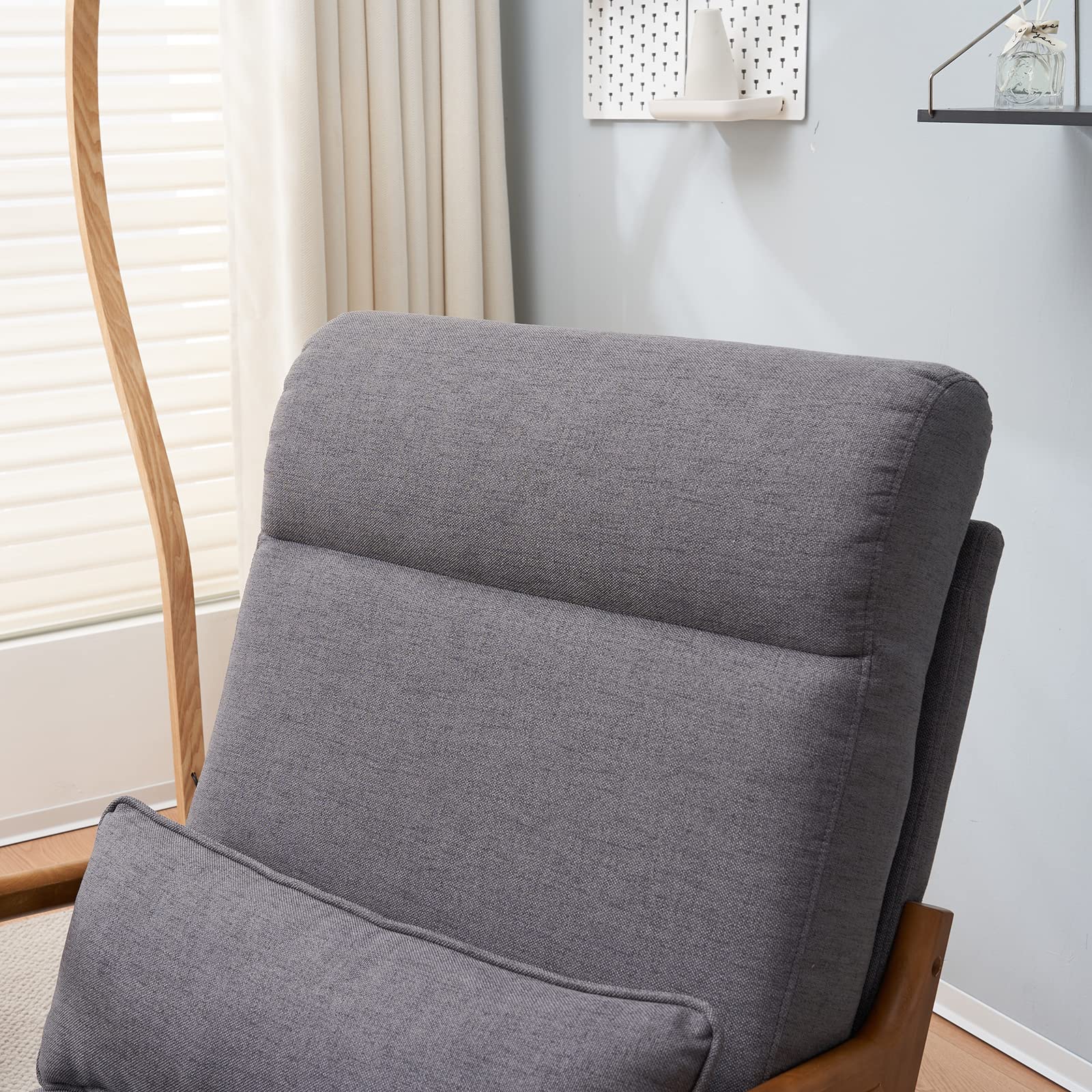 High Back Dark Grey Accent Chairs Set of 2, Upholstered Mid Century Modern Lounge Chairs Reading Chairs Side Sitting Chair Solid Wood Farmhouse Armchairs for Living Room, Bedroom, Guest Room