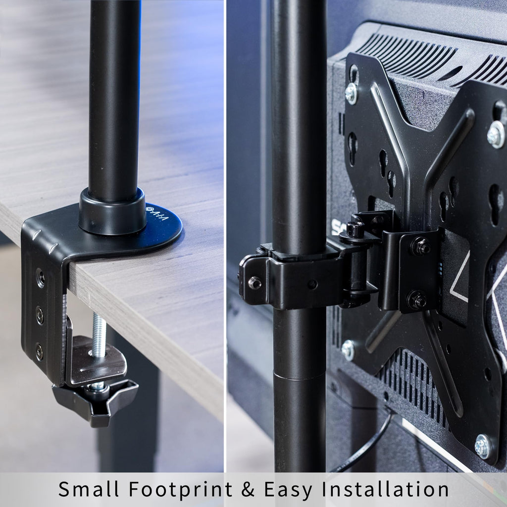 Ultra Wide TV Desk Mount for up to 55 inch Screens Weighing 66 lbs, Full Motion Height Adjustable Single Television Stand, Black, STAND-V155C