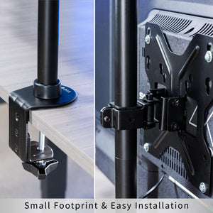 Ultra Wide TV Desk Mount for up to 55 inch Screens Weighing 66 lbs, Full Motion Height Adjustable Single Television Stand, Black, STAND-V155C