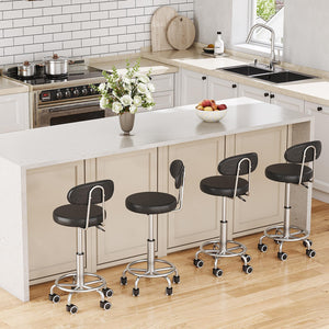 Height Adjustable Rolling Stool, 360° Rotating Drafting Chair, Multi-Purpose Office Desk Chair, Rolling Swivel Salon Stool Chair, for Barber Shop, Nail Salon, Office, Black SB01BY01G1