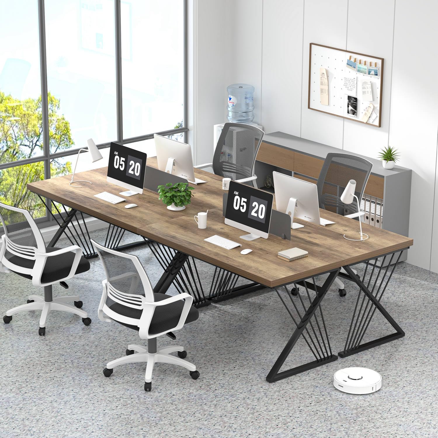 Computer Desk, Wood and Metal Study Writing Gaming Table for Bedroom Living Room, Rustic Oak, 53 Inch