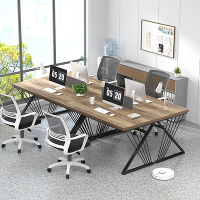 Computer Desk, Wood and Metal Study Writing Gaming Table for Bedroom Living Room, Rustic Oak, 53 Inch