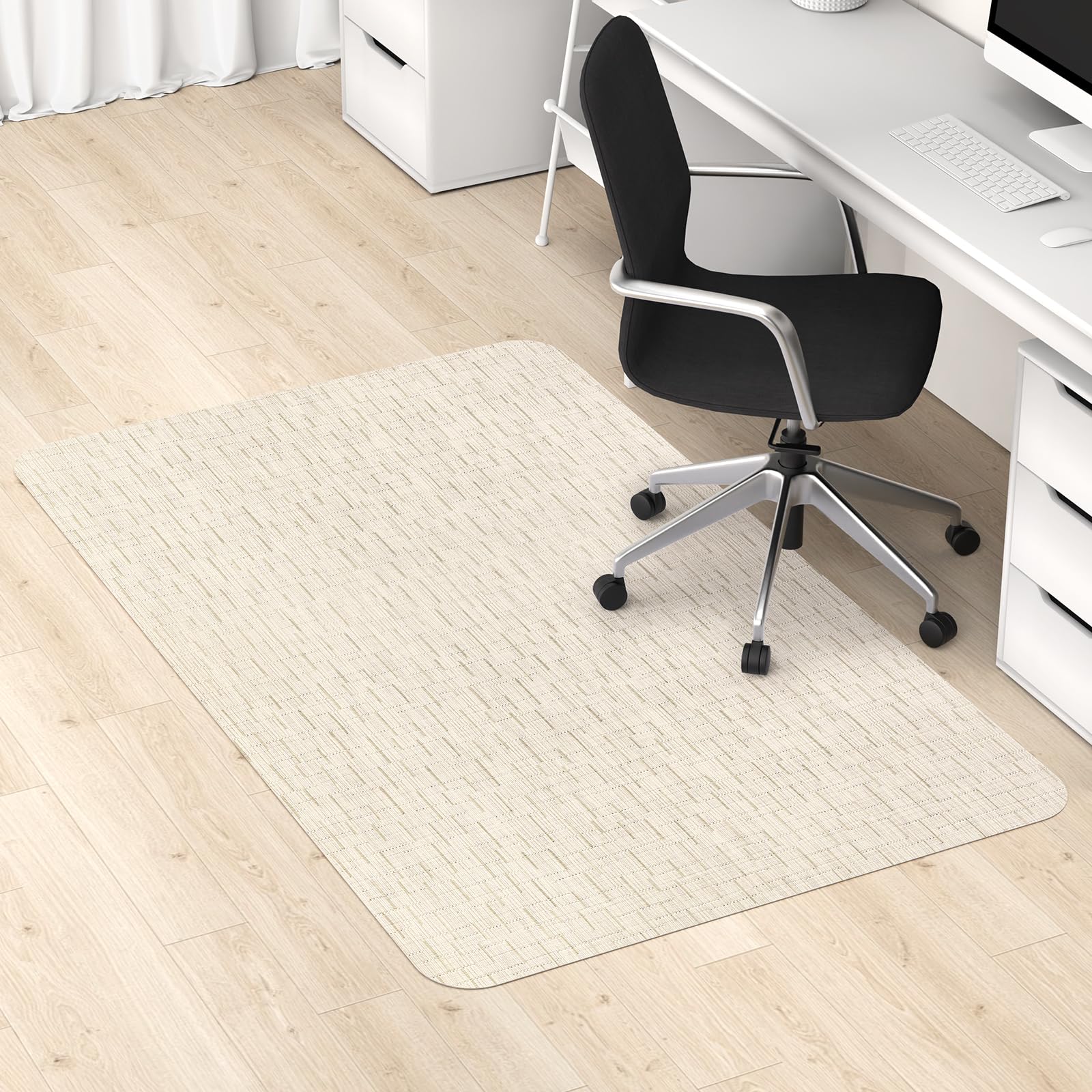 Office Chair Mat for Hardwood Floor, 36" x 48" Desk Chair Mat for Hard Wood and Tile Floor, Large Anti-Slip Hard Floor Protector Rolling Chair Mat, PVC Mat Desk Rug for Office, Light Brown