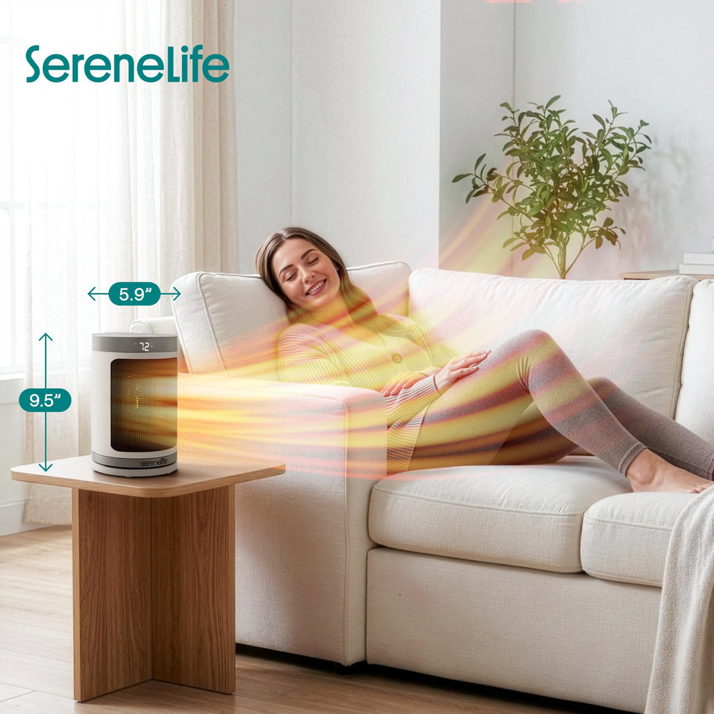 Portable Space Heater – 1500W PTC Ceramic Electric Heater with Thermostat, Remote, 12-Hour Timer, 3 Heating Modes, Oscillation, Safe & Quiet for Home, Office, Bedroom (White)