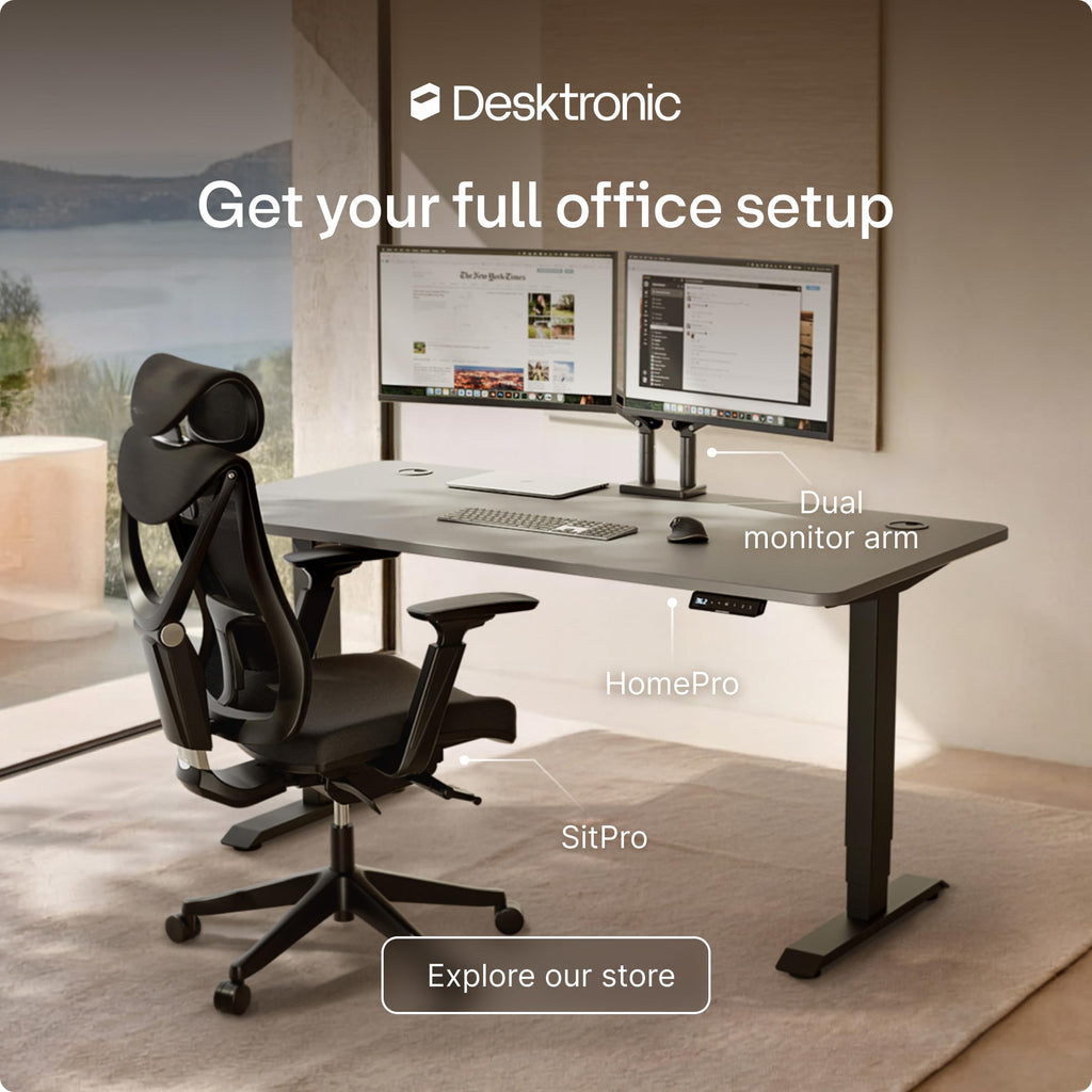 HomePro Standing Desk 54x28 — Made in Europe, Ergonomic Sit Stand Home Office Desk, Electric Height Adjustable, Dual Motor, USB & USB-C Charging, Wobble-Free, Touchscreen, 3 Memory Presets