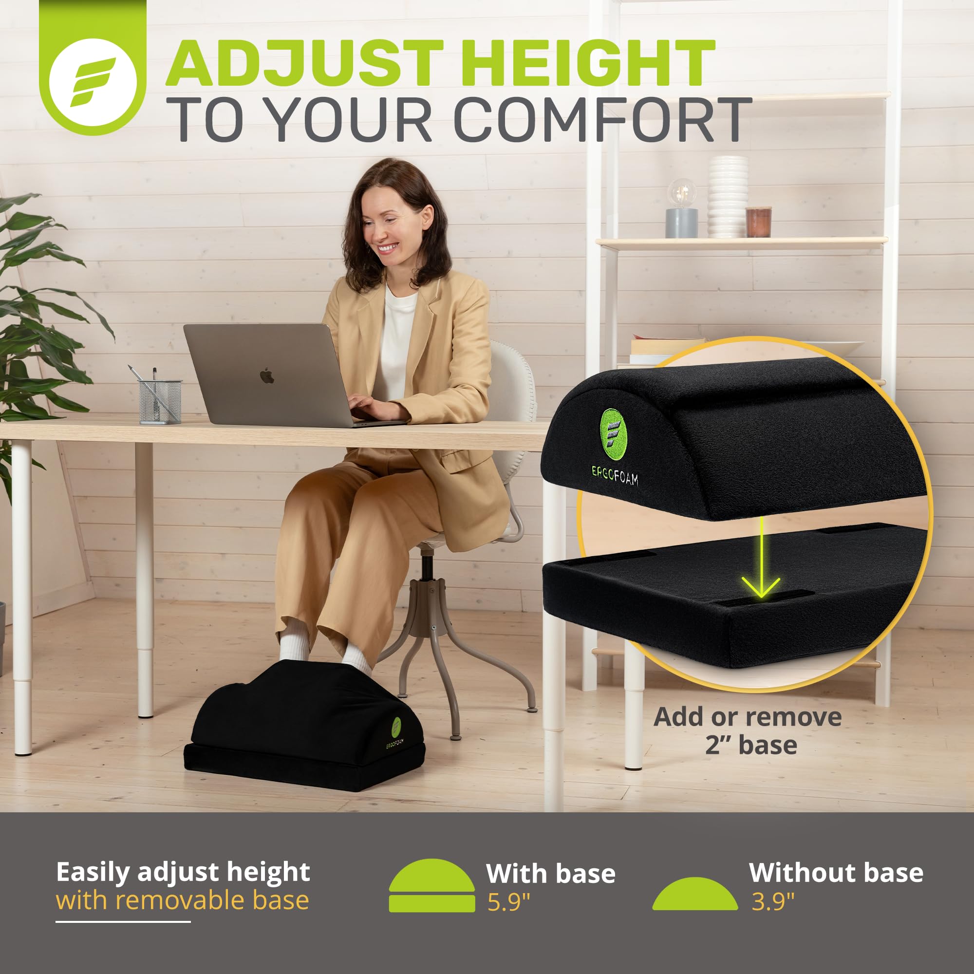 Foot Rest for Under Desk at Work with Warm Feet Pocket - Chiropractor-Endorsed Foot Rest Warmer, High-Density Foam, Velvet