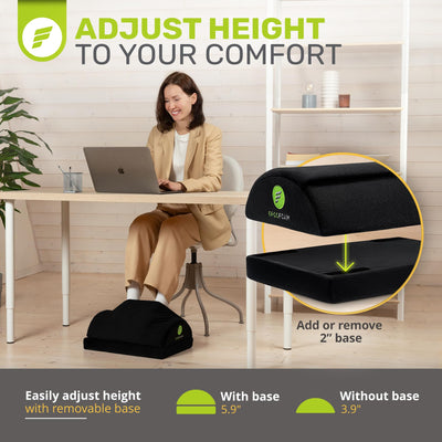 Foot Rest for Under Desk at Work with Warm Feet Pocket - Chiropractor-Endorsed Foot Rest Warmer, High-Density Foam, Velvet