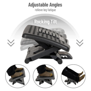 Adjustable Height Ergonomic Foot Rest with Massage Rollers, Black