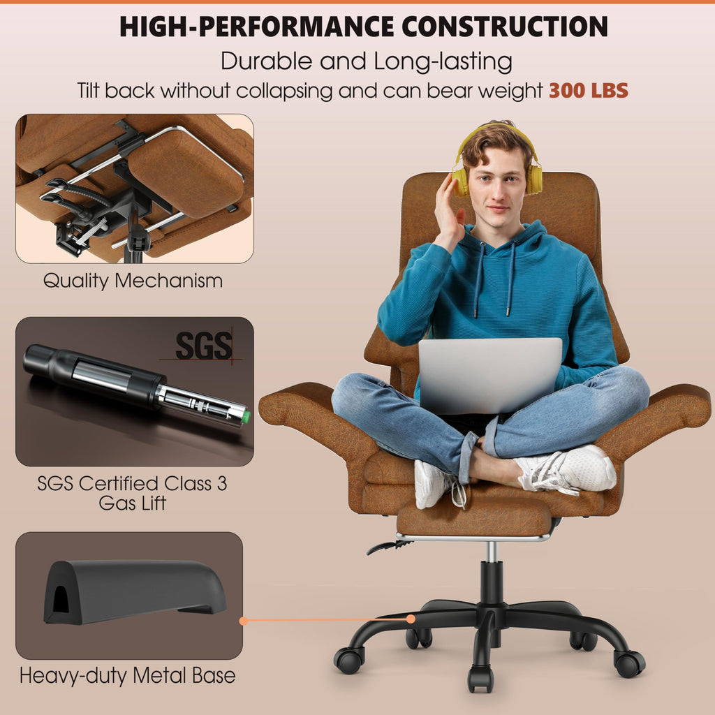 C39 Cross Legged Office Chair | Ergonomic Executive Chair with Footrest, Convertible Armrests & Pet-Friendly Design