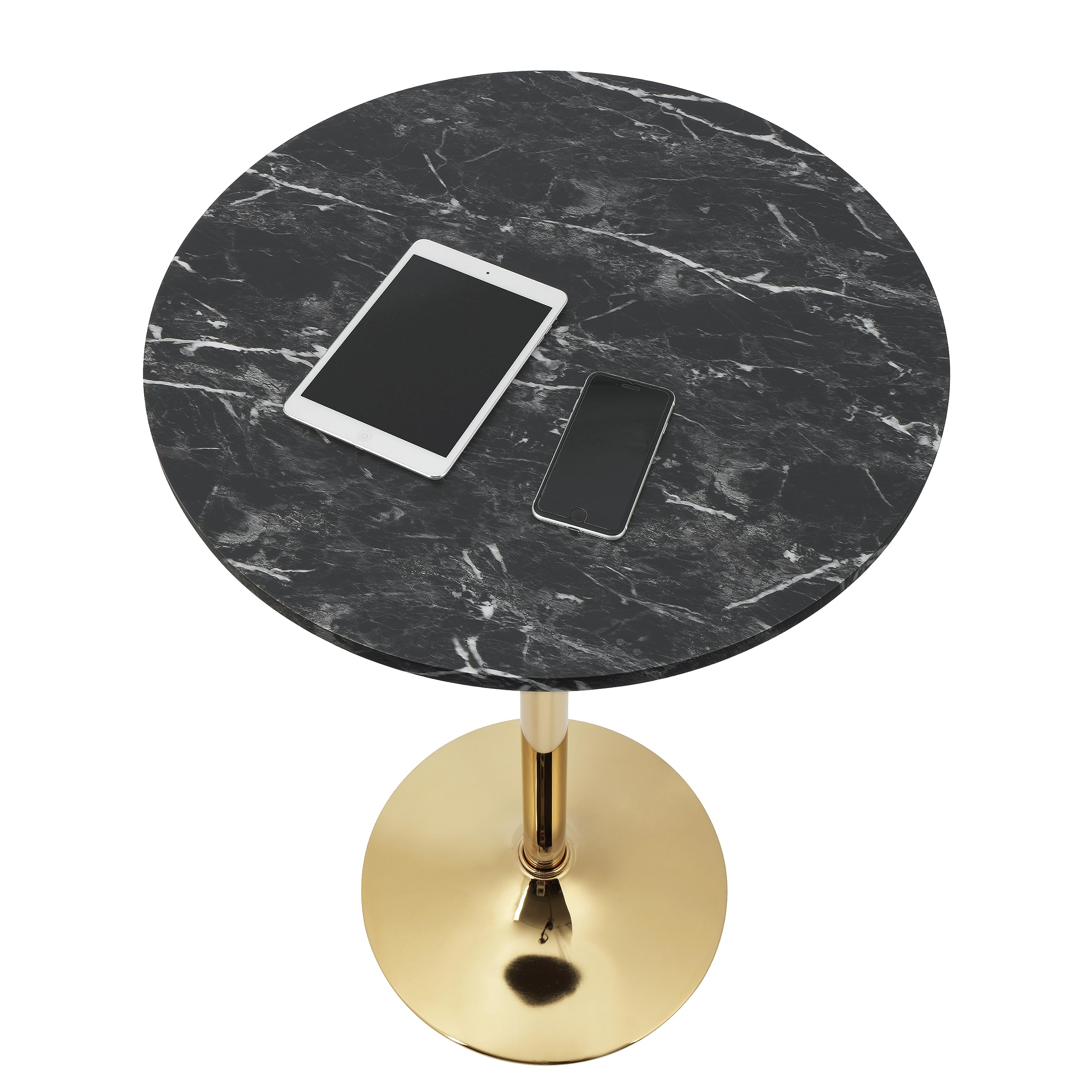 24" Round Cocktail Bar Table with Metal Base, Tall Bistro Pub Table, Counter Bar Height Table for Kitchen, Dining Room, Living Room, Easy Assembly, Black&Gold