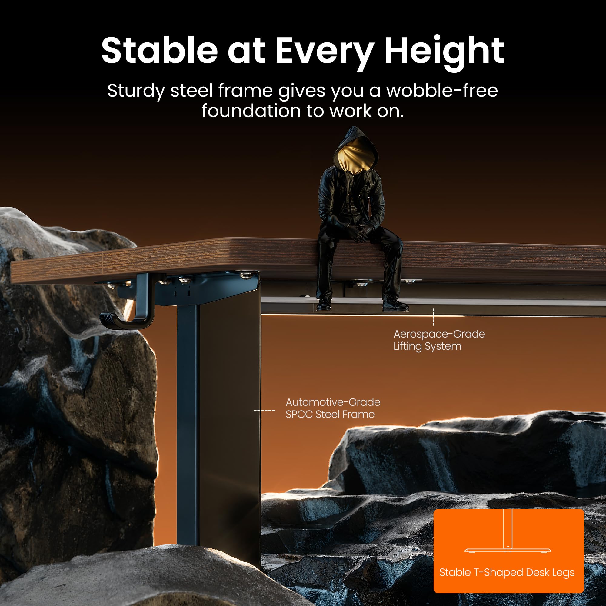 Height Adjustable Electric Standing Desk, 48 x 24 Inches Sit Stand up Desk, Memory Computer Home Office Desk, Dark Walnut