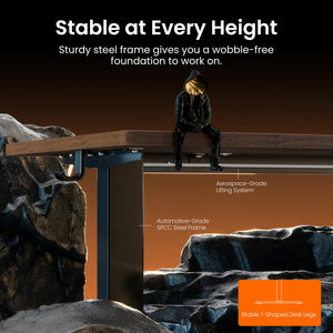 Height Adjustable Electric Standing Desk, 32 x 19 Inches Sit Stand up Desk, Memory Computer Home Office Desk, Dark Walnut