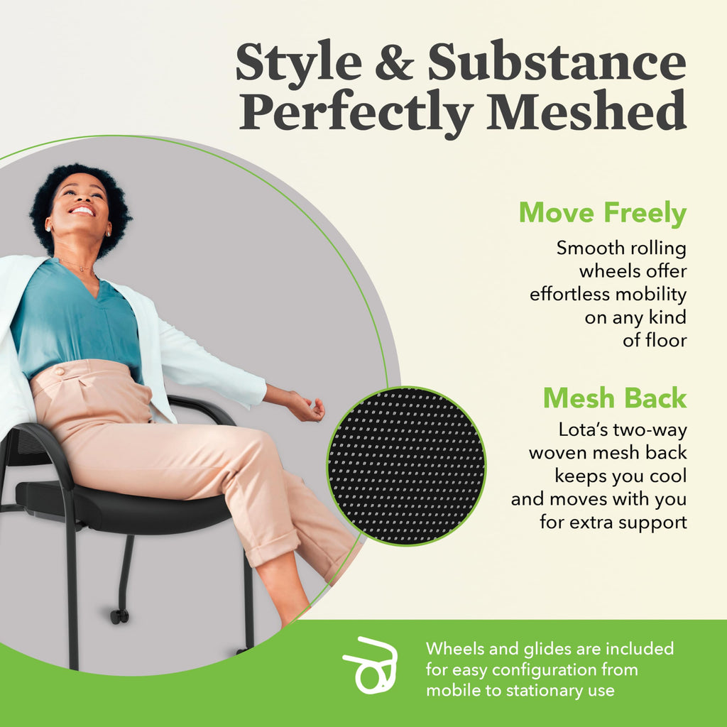 Office Chairs for Guests, Lobby, Waiting Rooms, Armless Stackable Chairs, Comfy Desk Seating, Navy