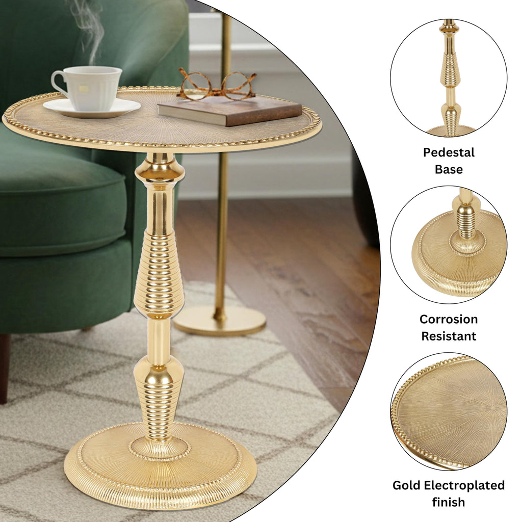 Modern Accent Table End Table for Indoor Use - Small Side Tables for Spaces Living Room, Bedroom, Entryway, Small Spaces Nightstand, Plant Stand (Gold)