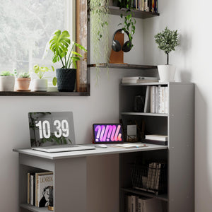 Modern Home Office Desk with 6-Tier Storage Shelves, 47