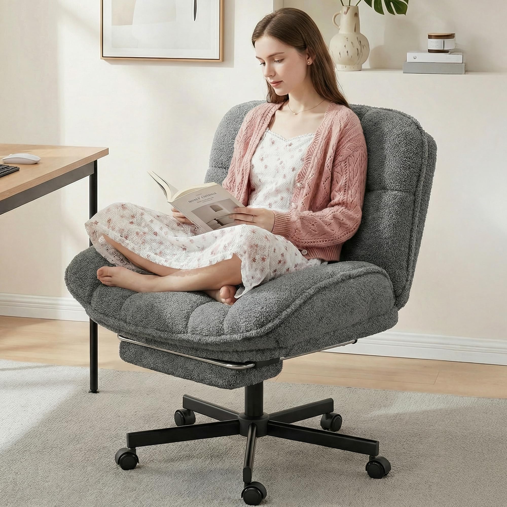 Criss Cross Office Chair with Foot Rest, 26.77