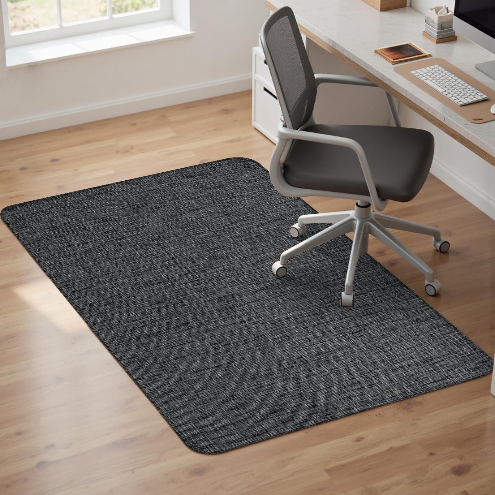 Office Chair Mat for Hardwood & Tile Floor,Computer Gaming Chair Mat for Rolling Chairs Non-Curve, Anti-Slip, Heavy Duty Floor Protector for Home Office,Black (36