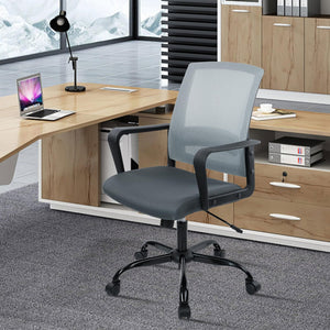 Ergonomic Office Desk Chair - Mesh Office Chair with Adjustable Lumbar Support, Rolling Comfortable Computer Task Chairs with Arms for Home Conference-Gray, 4 Pack