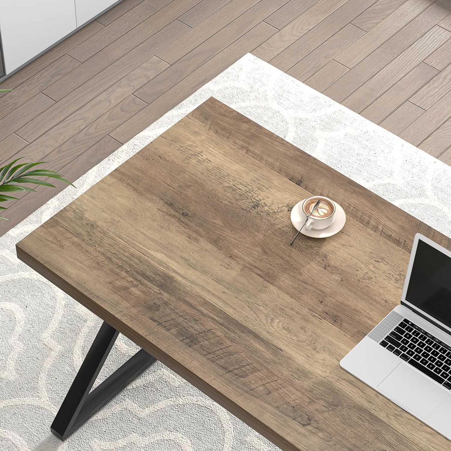 Modern Home Office Desk, Wood and Metal Computer Desk, Industrial Study Writing Work Table for Bedroom Living Room, Oak, 60 Inch