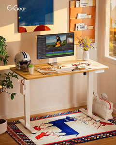 Height Adjustable Electric Standing Desk, 48 x 24 Inches Sit Stand up Desk, Memory Computer Home Office Desk, Light Vintage Brown