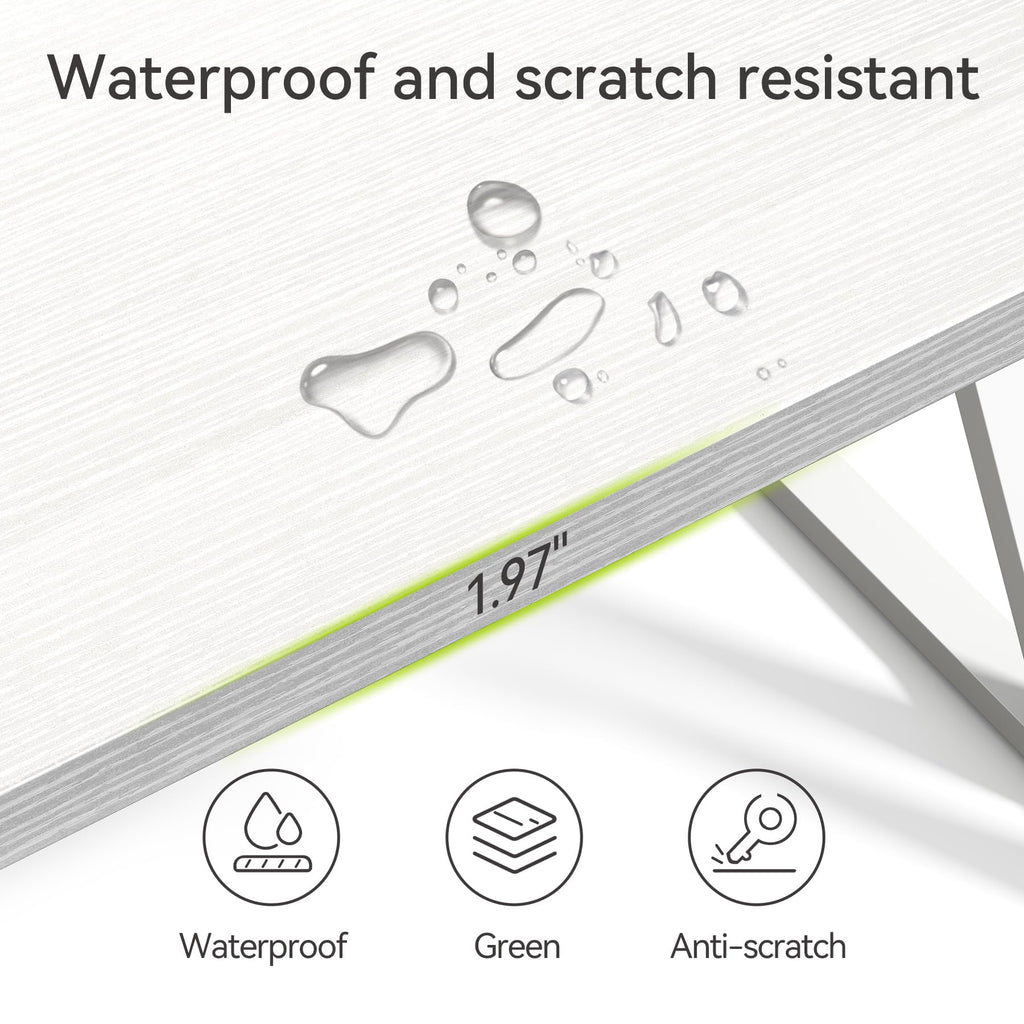 55 Inch Large Simple Industrial Computer Desk Study Writing Table Home Office Workstation,White