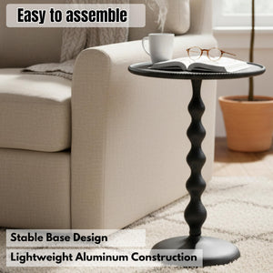 Round Metal End Tables for Living Room, Modern Metal Accent, Modern Side Table, Bedroom Nightstand, Small Coffee, Space-Saving, Easy Assembly 14.5