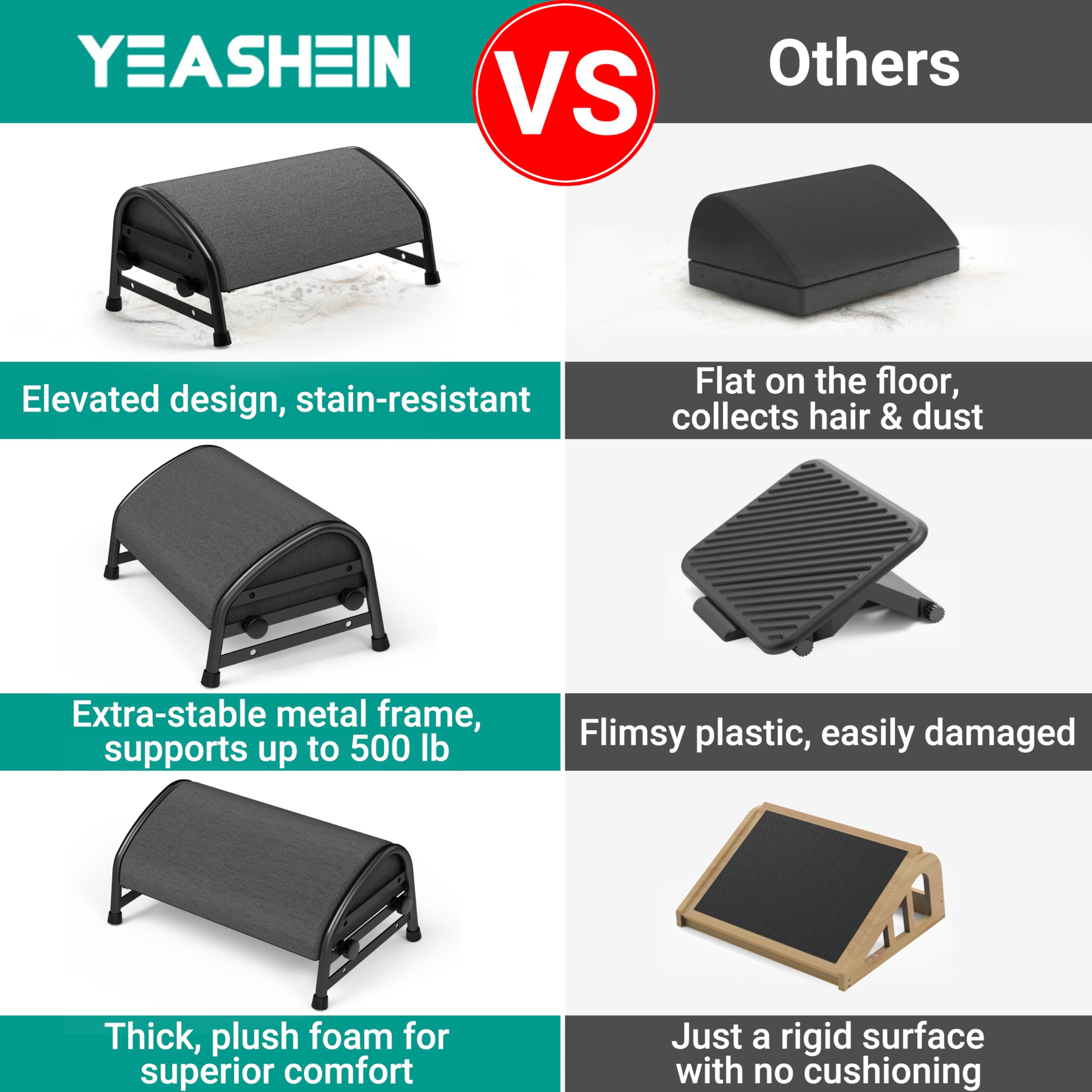 Adjustable Foot Rest for Under Desk at Work, Ergonomic Foot Stools with 7 Positions, Elevated Cushion Under Desk Footrest with Metal Frame, Leg Rest Used for Home, Car, PC Gaming Accessories