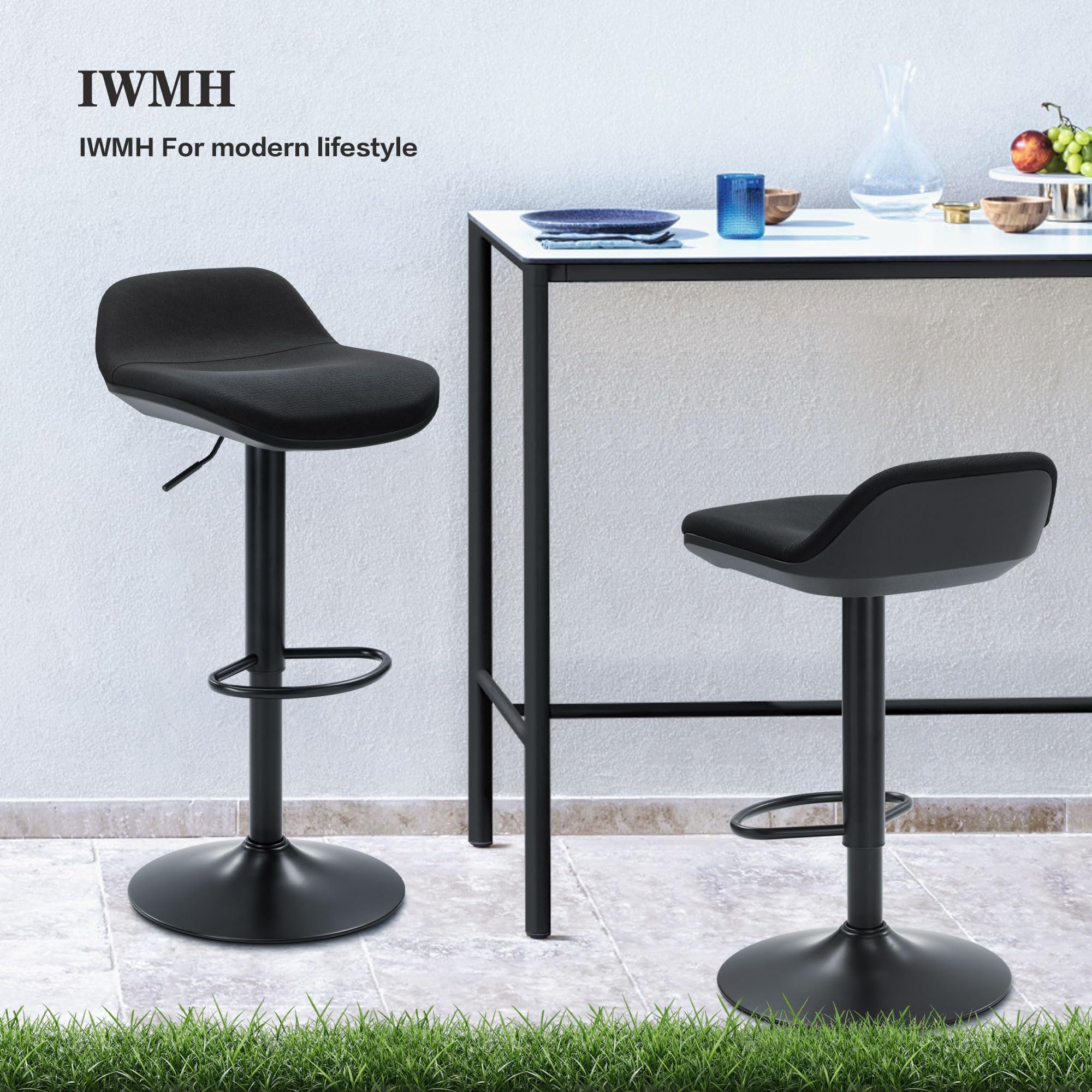 Standing Desk Stool, Height Adjustable Standing Desk Chair, Ergonomic Sit Stand Stool with Footrest, 360° Swivel Leaning Stools for Office Home (Black)