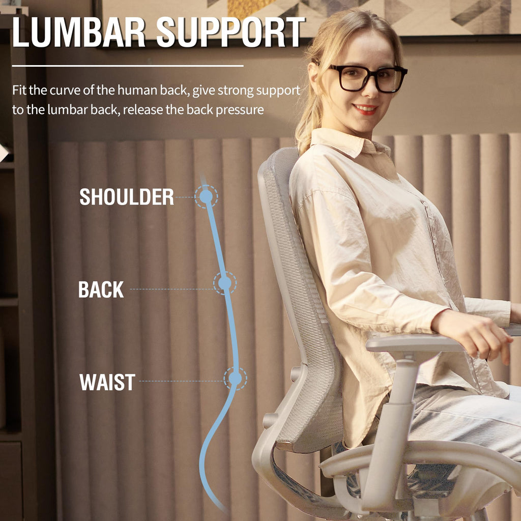 Mesh Office Chair, Ergonomic Computer Desk Chair, Sturdy Task Chair- Adjustable Lumbar Support & Armrests,Tilt Function,Comfort Wide Seat,Swivel Home Office Chair
