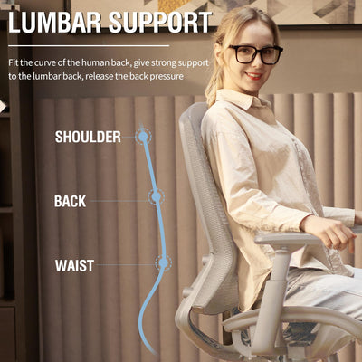 Mesh Office Chair, Ergonomic Computer Desk Chair, Sturdy Task Chair- Adjustable Lumbar Support & Armrests,Tilt Function,Comfort Wide Seat,Swivel Home Office Chair