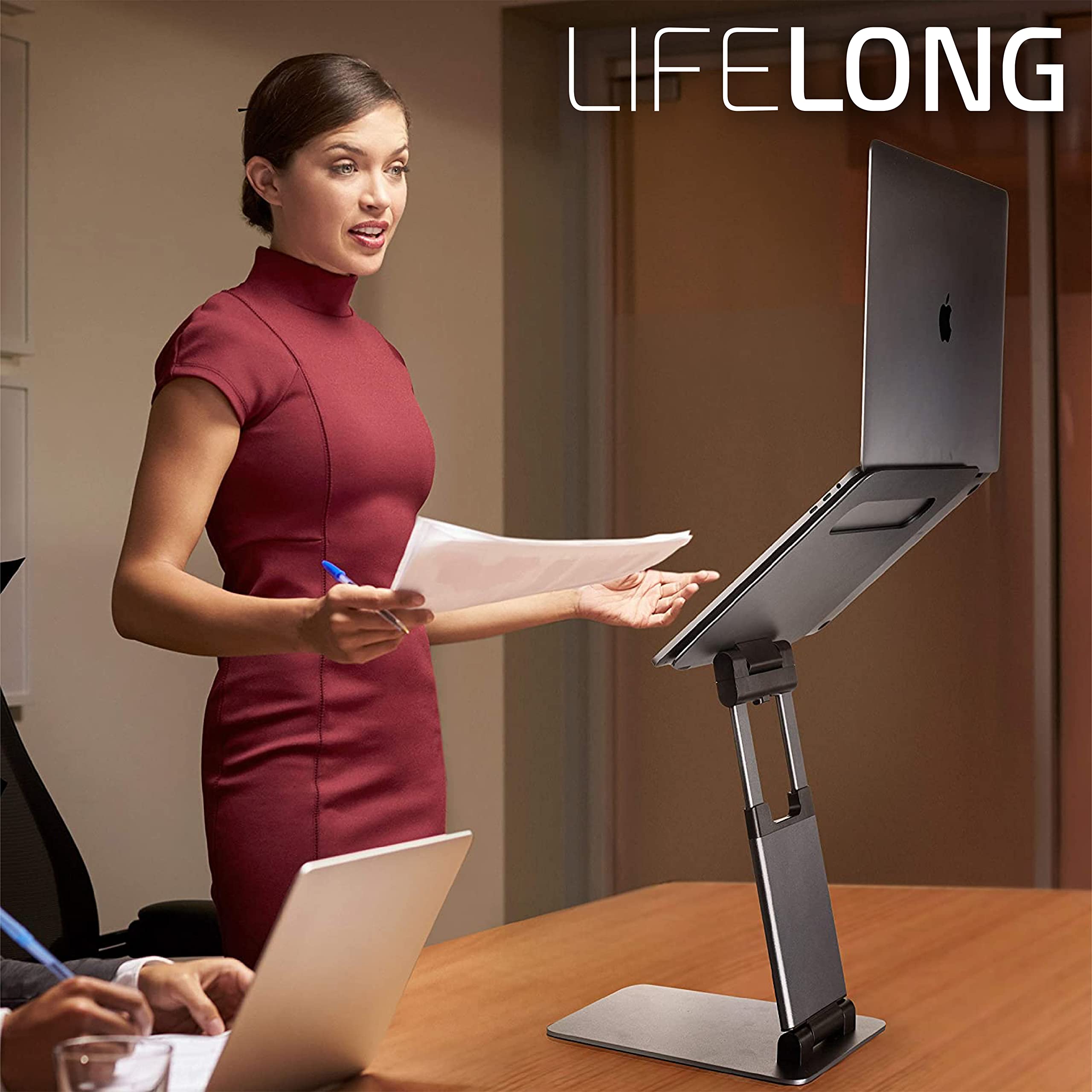 Adjustable Laptop Stand for Desk, Ergonomic Premium Aluminum Laptop Riser, Portable Foldable Computer Stand, Height Adjustable up to 20”, Fits 10-17 Inch Laptops & MacBooks