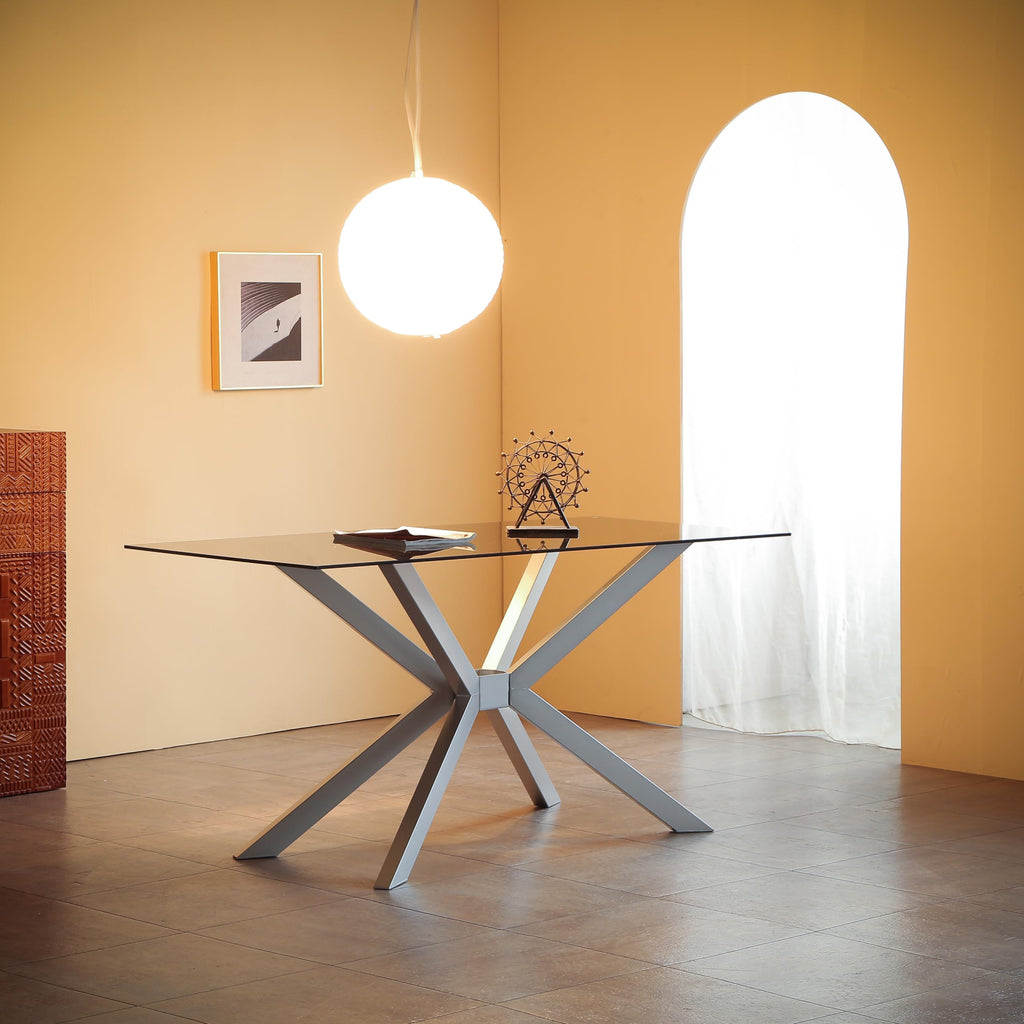 Modern Table Base 29" Metal Dining Table Legs with Suction Cups, Desk Base for Marble,Glass,Wood Top, Furniture Legs for Coffee Table,Home,Kitchen, Office (Silver)