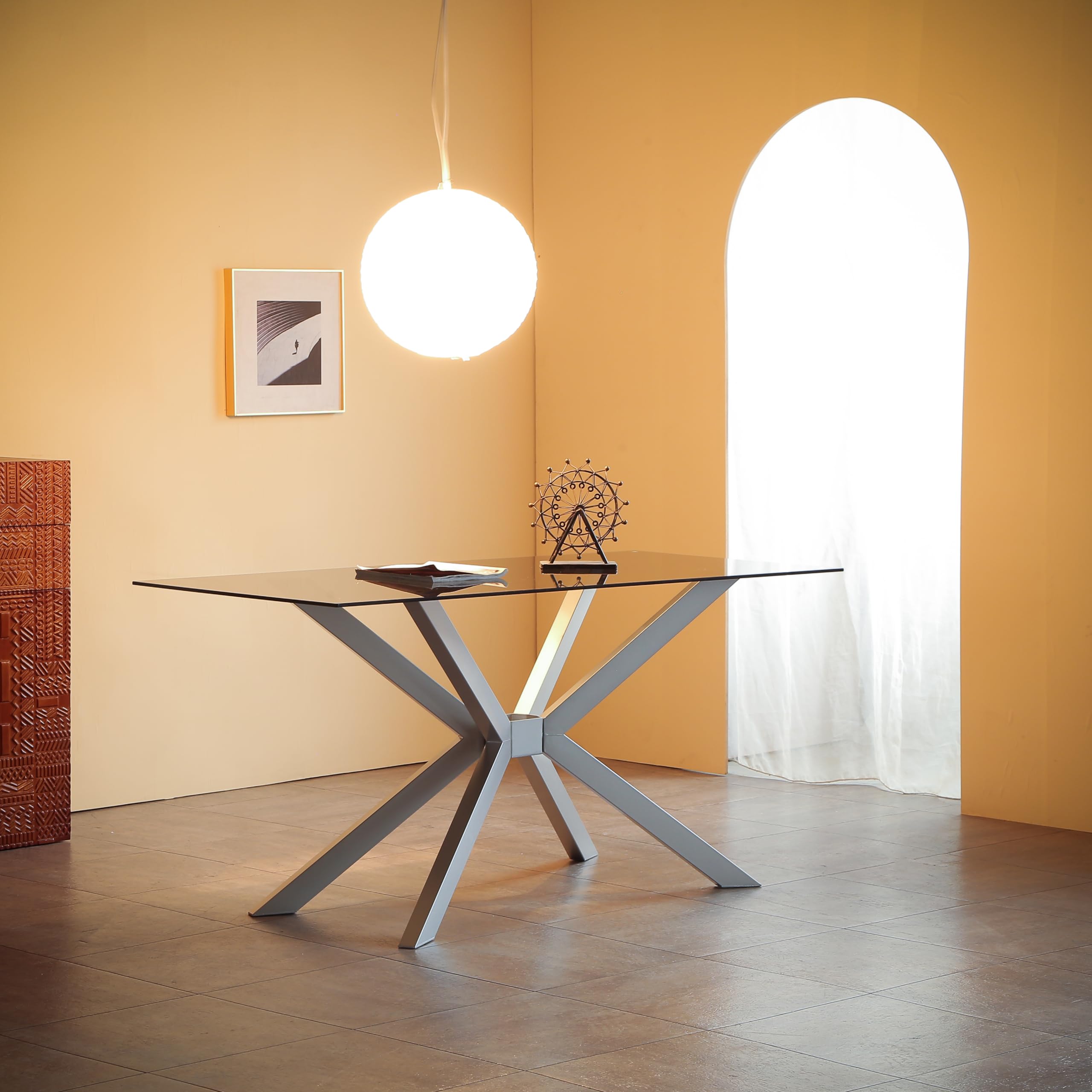 Modern Table Base 29" Metal Dining Table Legs with Suction Cups, Desk Base for Marble,Glass,Wood Top, Furniture Legs for Coffee Table,Home,Kitchen, Office (Silver)