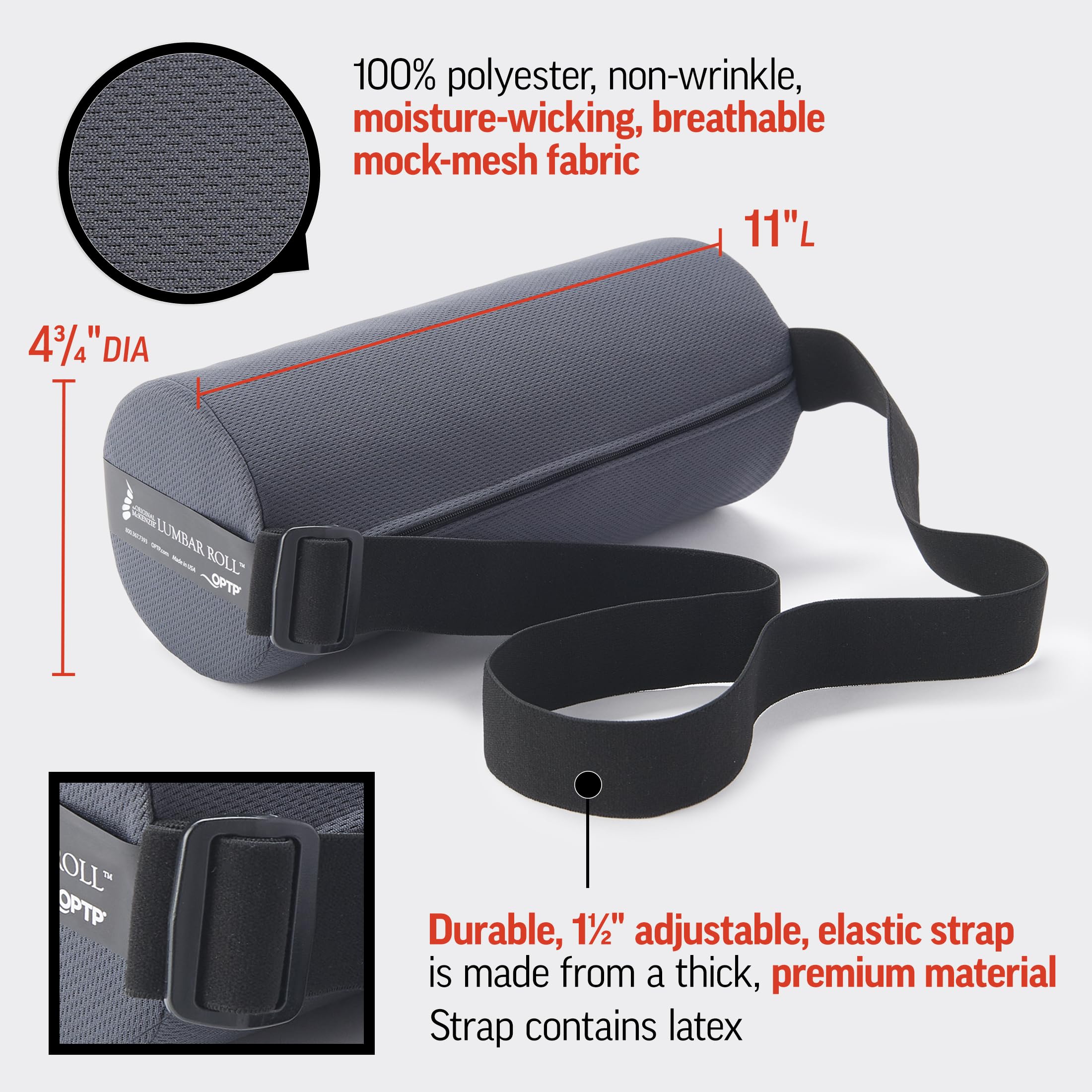 The Original McKenzie Lumbar Roll – USA-Made Low Back Lumbar Support for Office Chair & Car Seat Back Support Cushion. The Preferred Lumbar Pillow by Physical Therapists - Standard Density
