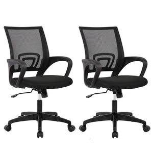 Ergonomic Office Chair | Mid-Back Swivel Desk Chair | Breathable Backrest & Lumbar Support | Adjustable Height | Sponge Seat | Rolling Wheels | Black | for Adults & Women | Pack of 2
