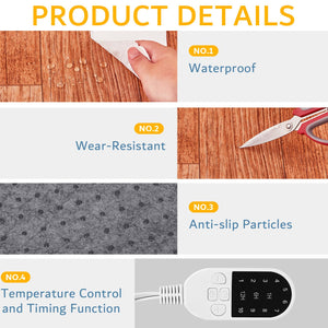 PVC 110V Heated Floor Mat Heater for Foot Warmer Under Desk 31.5 x 20 Inch Electric Heating Pad Energy Saving Carpet Pad Indoor Floor Heated Rug for Home Office Bathroom House Reddish-Brown