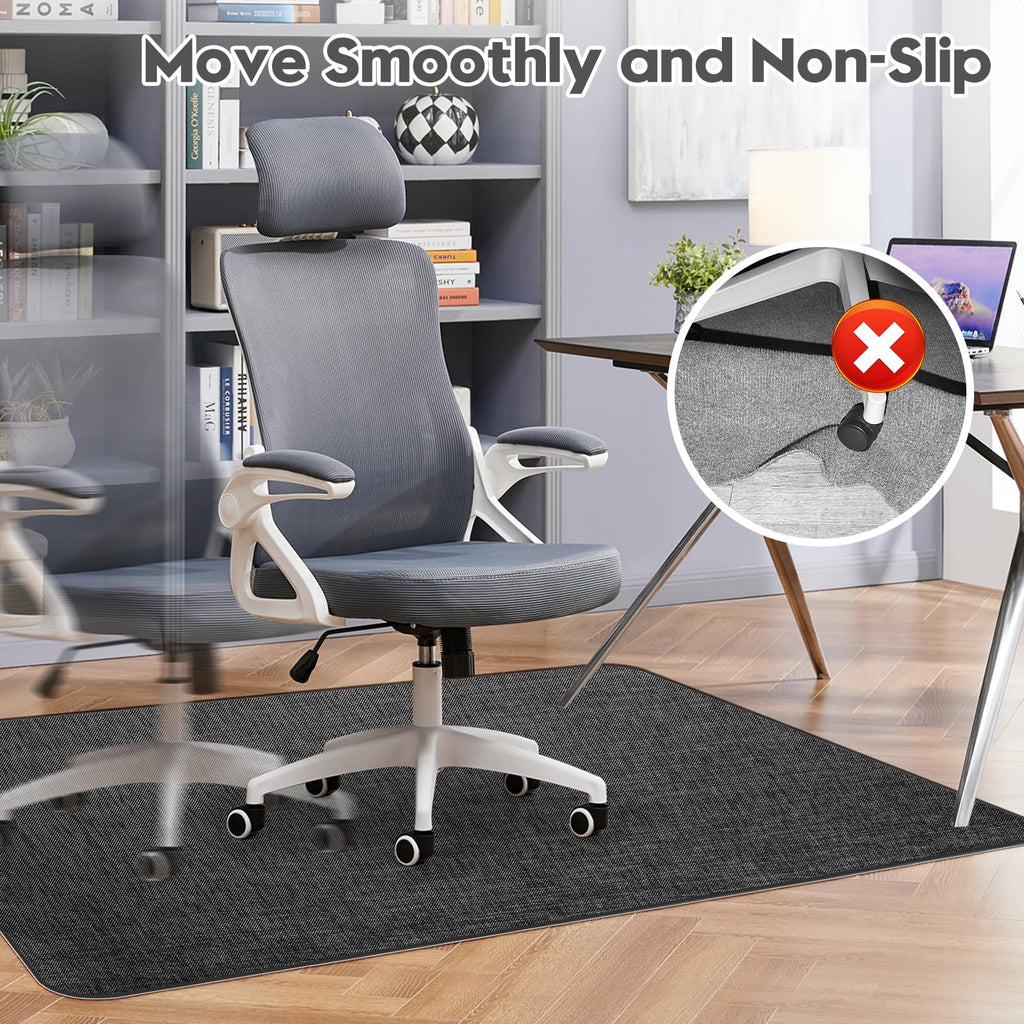 Office Chair Mat for Hardwood & Tile Floor,Computer Gaming Chair Mat for Rolling Chairs Non-Curve, Anti-Slip, Heavy Duty Floor Protector for Home Office,Black (48" x 55")