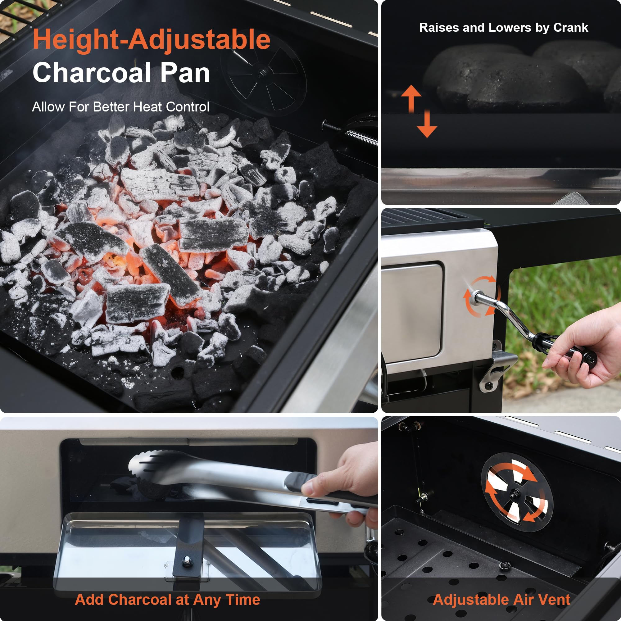Propane Gas and Charcoal Grill Combo,Grill and Griddle Combo Dual Fuel BBQ Grill with Dual Lids for Outdoor Barbecue, Black