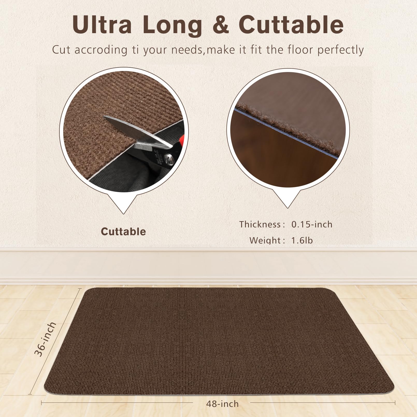 Office Chair Mat for Hardwood Floor,Office Computer Gaming Chair Mat for Tile Floor,Large Floor Protector Rug,Anti-Slip,Easy to Clean,Coffee(48