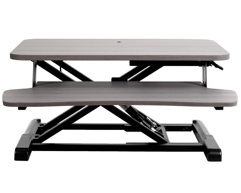 26 inch Desk Converter, K Series, Height Adjustable Sit to Stand Riser, Dual Monitor and Laptop Workstation with Keyboard Tray, Gray Top, Black Frame, DESK-V026KG