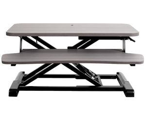 26 inch Desk Converter, K Series, Height Adjustable Sit to Stand Riser, Dual Monitor and Laptop Workstation with Keyboard Tray, Gray Top, Black Frame, DESK-V026KG