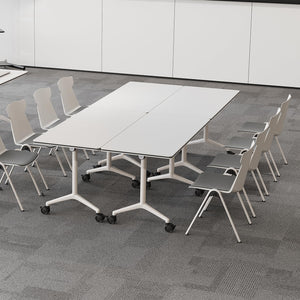 Folding Conference Room Tables 4 Pack, Foldable Modern Mobile Meeting Table Desk Training Table 6FT Large Rolling OfficeTable for Conference Training Classroom (4, 63