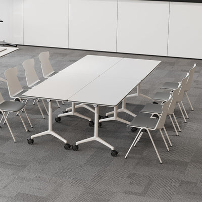 Folding Conference Room Tables 4 Pack, Foldable Modern Mobile Meeting Table Desk Training Table 6FT Large Rolling OfficeTable for Conference Training Classroom (4, 70.8
