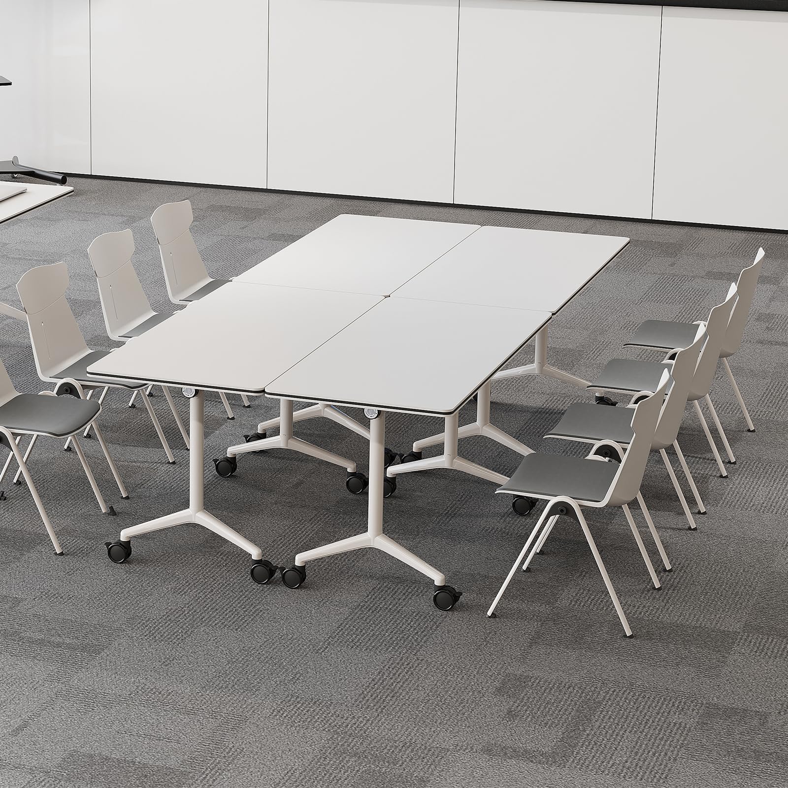 Folding Conference Room Tables 2 Pack, Foldable Modern Mobile Meeting Table Desk Training Table 6FT Large Rolling OfficeTable for Conference Training Classroom (2, 63" * 19.7" * 29.5")