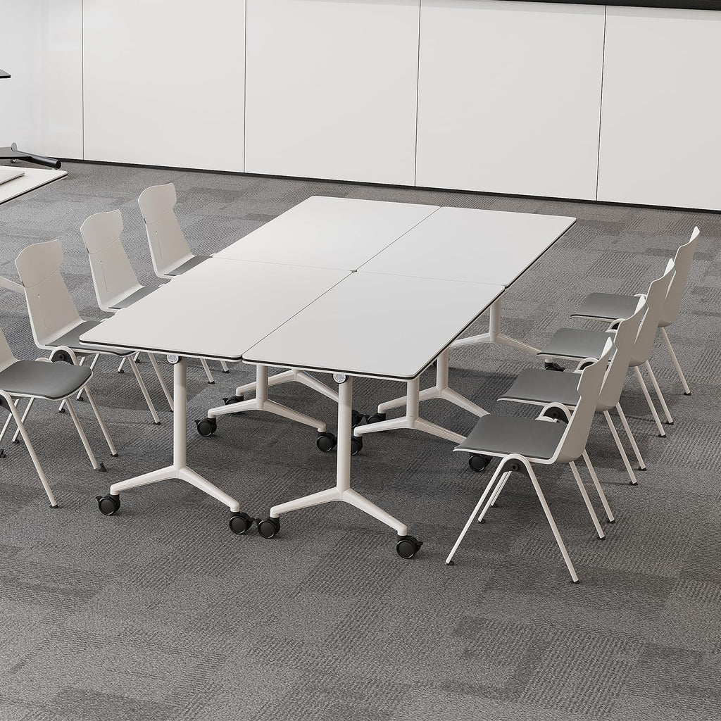 Folding Conference Room Tables 2 Pack, Foldable Modern Mobile Meeting Table Desk Training Table 6FT Large Rolling OfficeTable for Conference Training Classroom (2, 55" * 23.6" * 29.5")