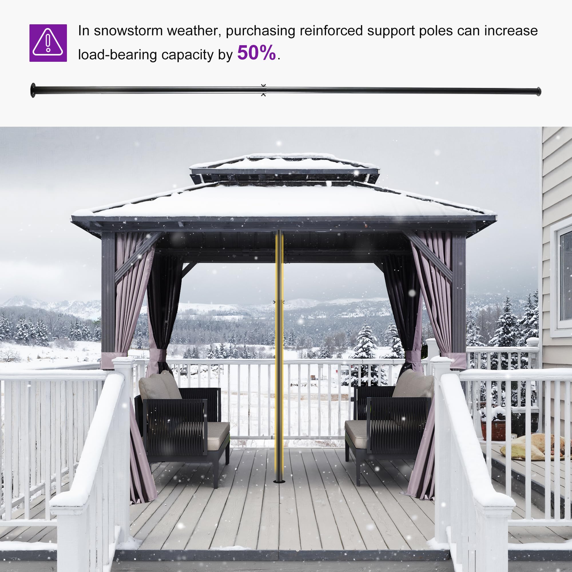 8' X 10' Permanent Hardtop Gazebo with Galvanized Steel Double Roof for Patio Lawn Garden Aluminum Gazebo with Netting and Curtains Grey