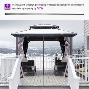 8' X 10' Permanent Hardtop Gazebo with Galvanized Steel Double Roof for Patio Lawn Garden Aluminum Gazebo with Netting and Curtains Grey