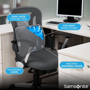 Memory Foam Lumbar Support Pillow for Office Chair, Gaming Chair, or Car-Ergonomic Back Cushion-Home Essentials for Sitting Comfort and Posture Relief Back Support with Cooling Gel, Grey