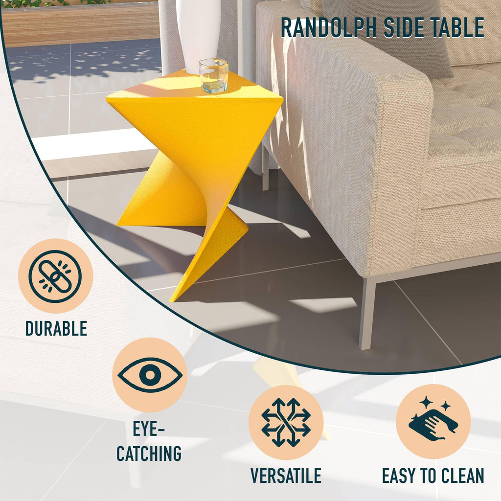 Modern Accent End Table - Stylish Yellow Side Vanity Table for Living Room & Bedroom