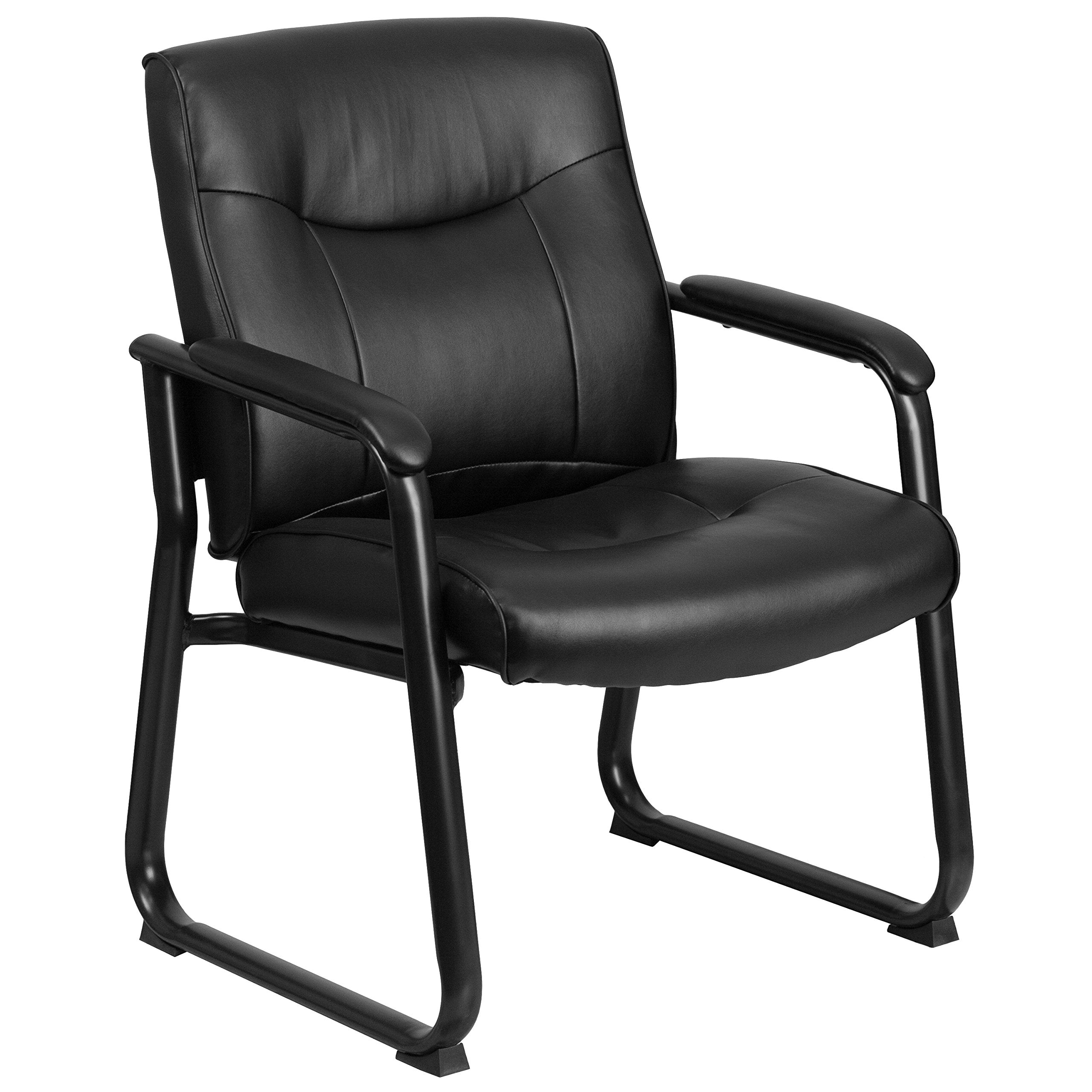 Hercules Series Big & Tall LeatherSoft Executive Side Reception Chair, Padded Lobby Chair with 500-lb. Static Weight Capacity, Black